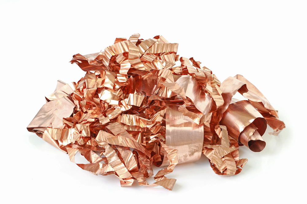Copper Scrap from XLPE Cable on white background